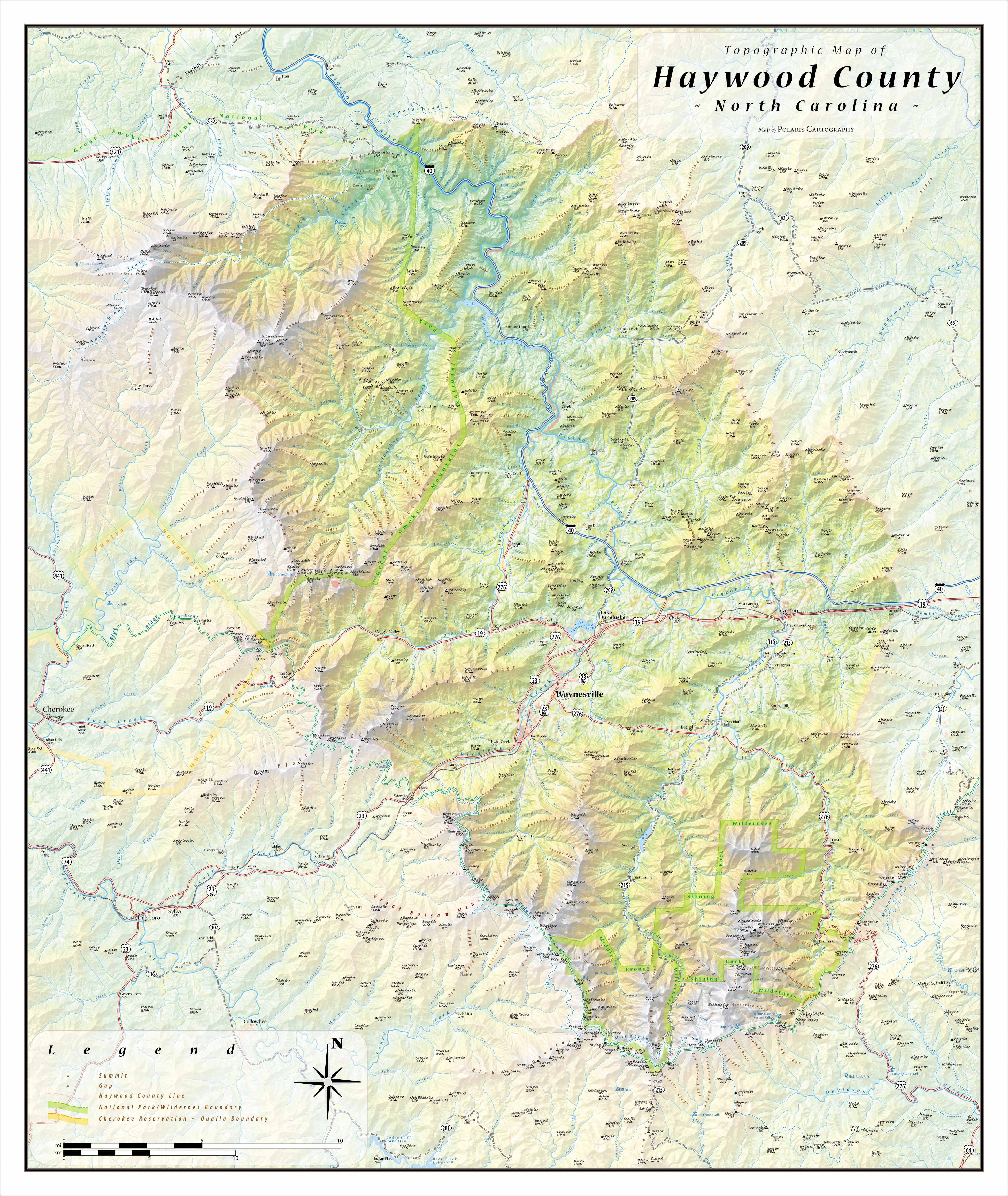 Physical 3D Map Of Haywood County