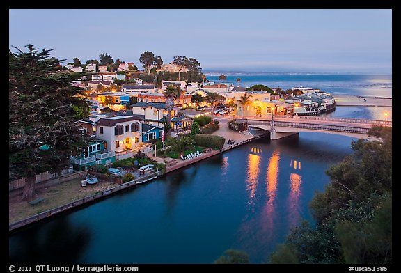 Picture Photo Bridges Over Soquel Creek And Village At Dusk Capitola