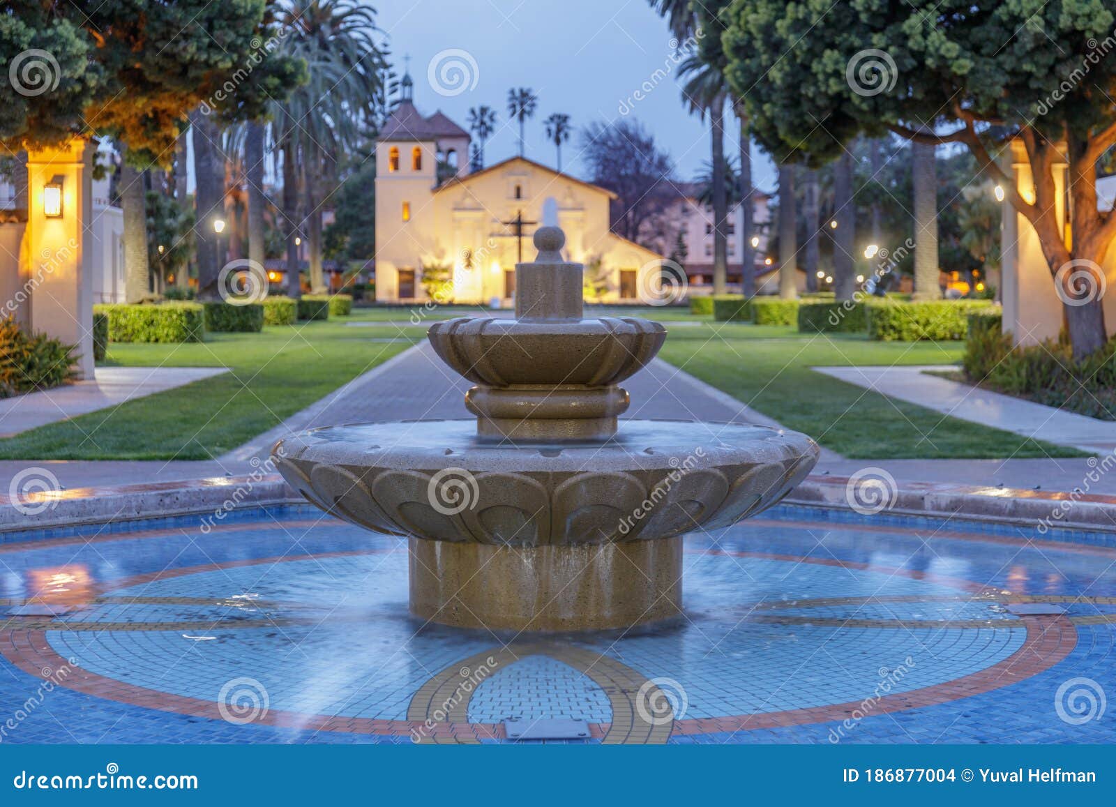 Picture Photo Fountain And Gardens Near Mission Santa Clara