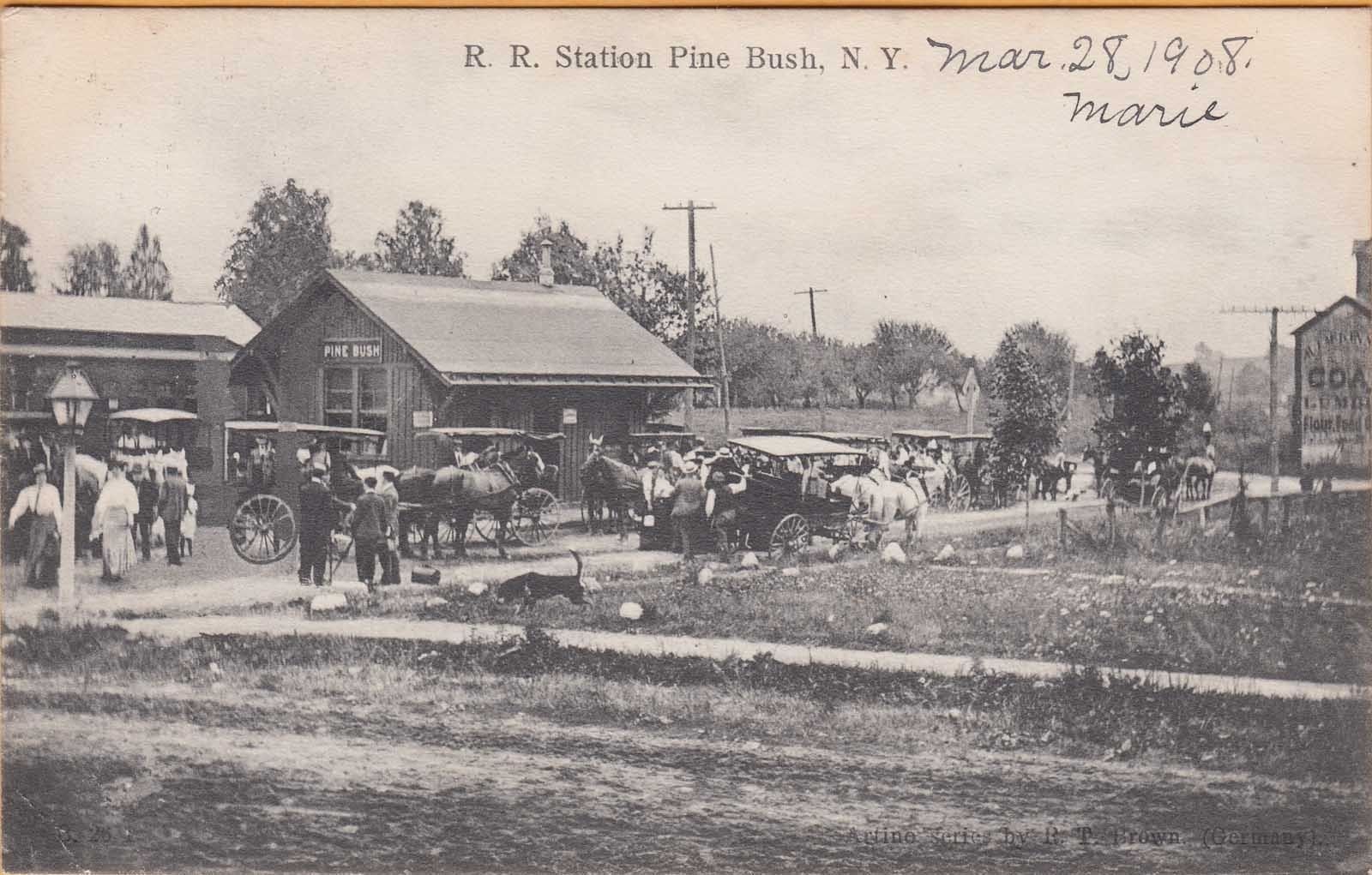 Pine Bush Ny Orange County Crowd At The Railroad Station 1908