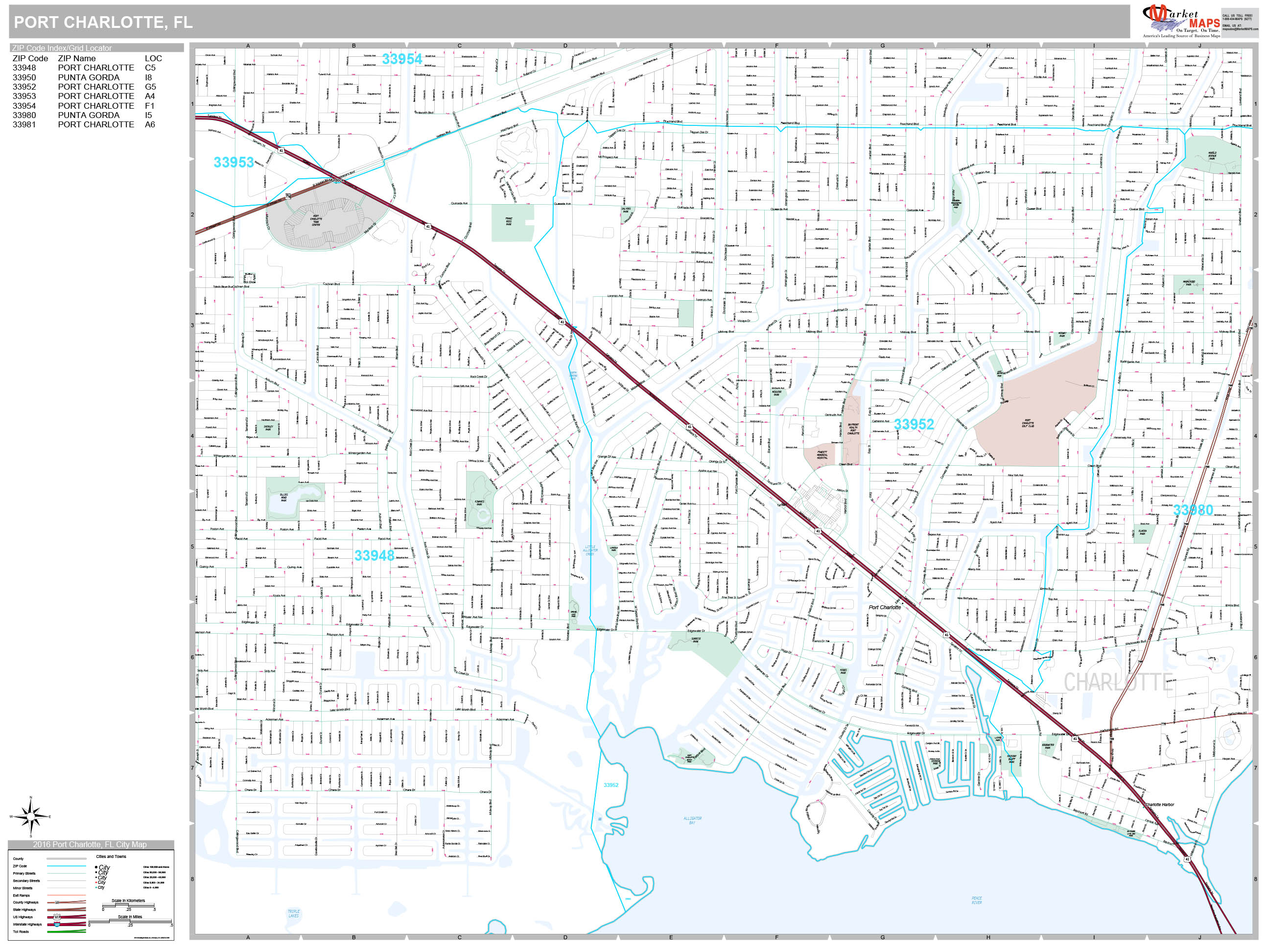 Port Charlotte Florida Wall Map Premium Style By Marketmaps Mapsales