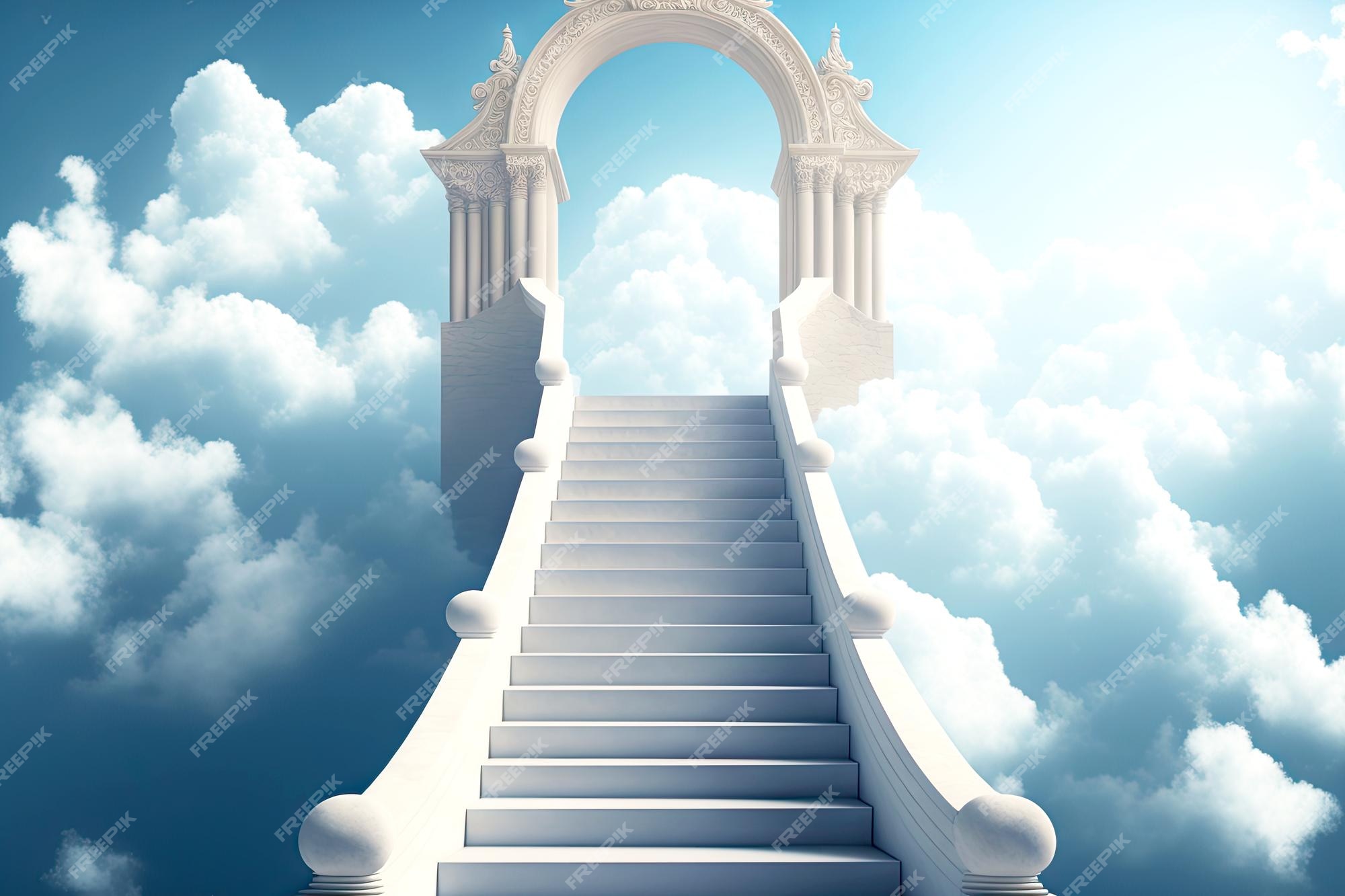 Premium Photo Holy Stairway To Heaven With Door Leading To Paradise