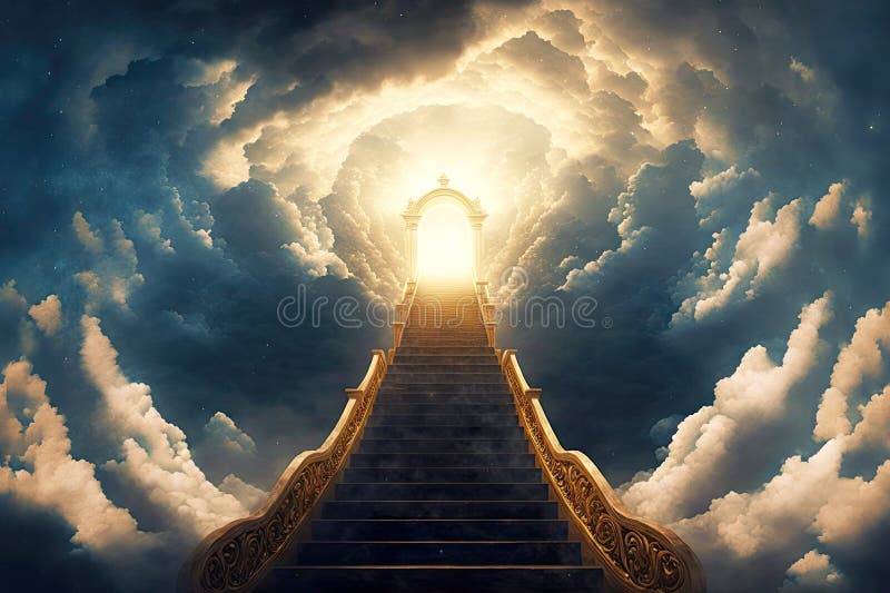 Premium Photo Paradise Stairway To Heaven With Light In Gates Under