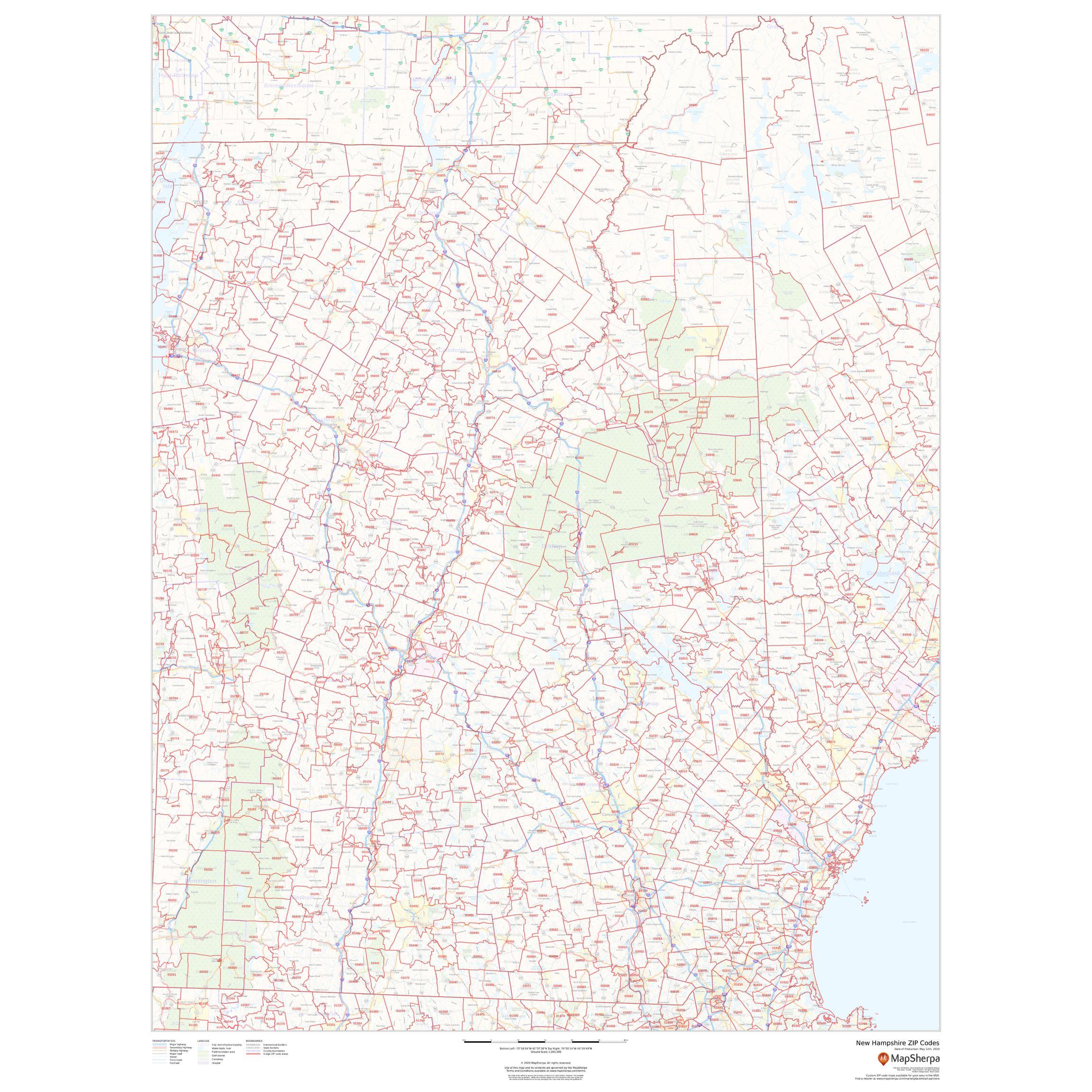 Printable Zip Code Map New Hampshire