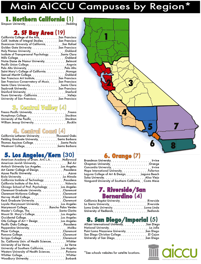 Private Universities In California Map World Map