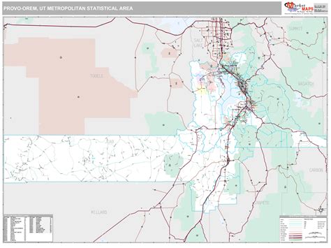 Provo Orem Ut Metro Area Wall Map Red Line Style By Marketmaps Mapsales