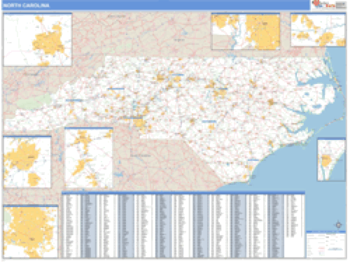 Raleigh North Carolina Zip Code Wall Map Basic Style By Marketmaps