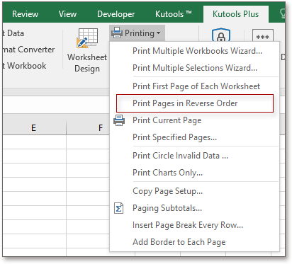 Reverse Directions Print Excel