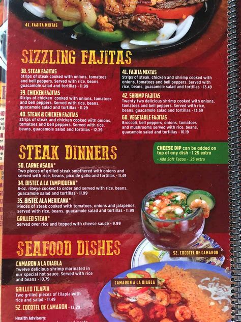 San Marcos Mexican Restaurant Menu In Clanton Alabama Usa