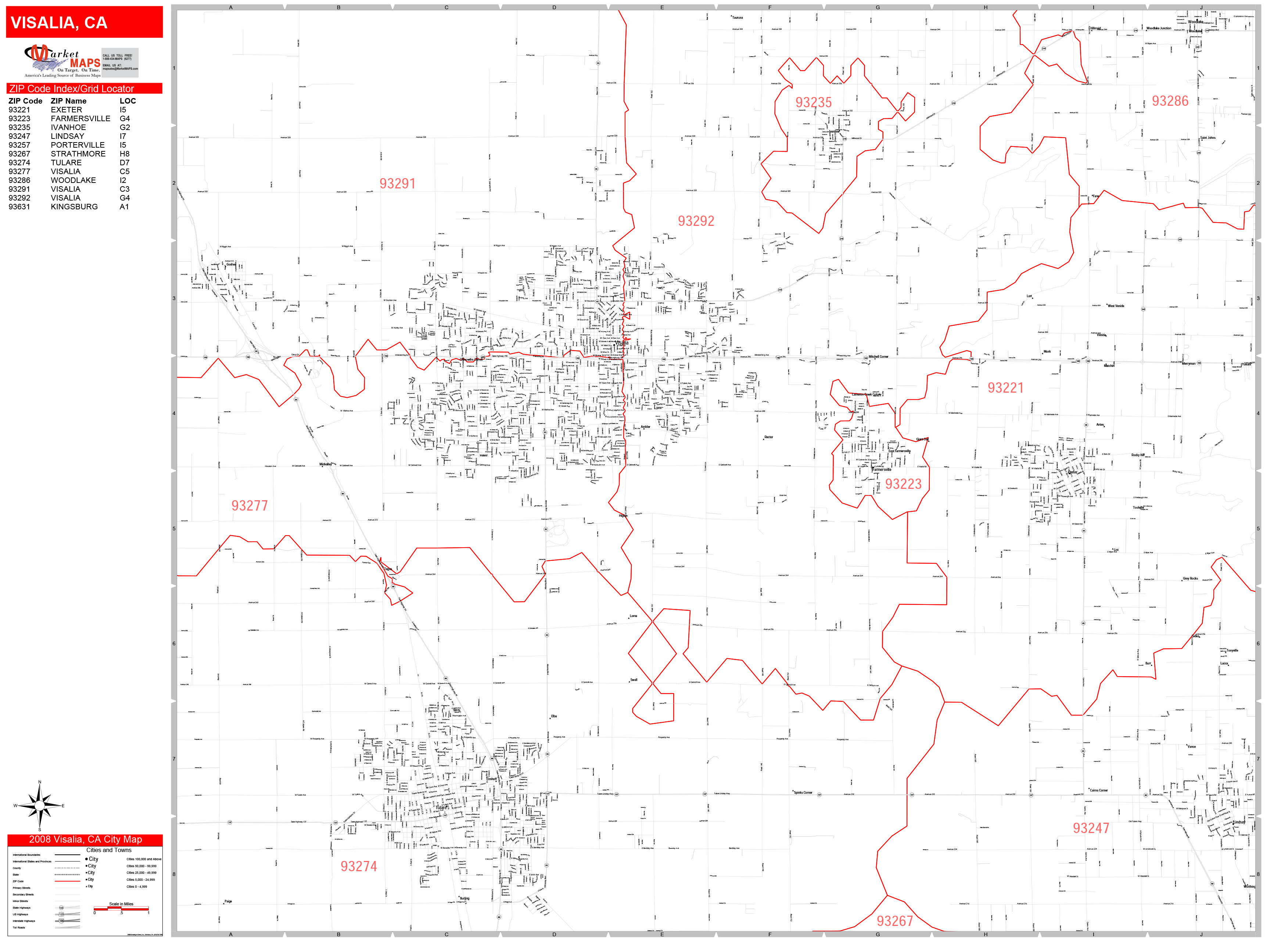 Santee California Zip Code Wall Map Red Line Style By Marketmaps