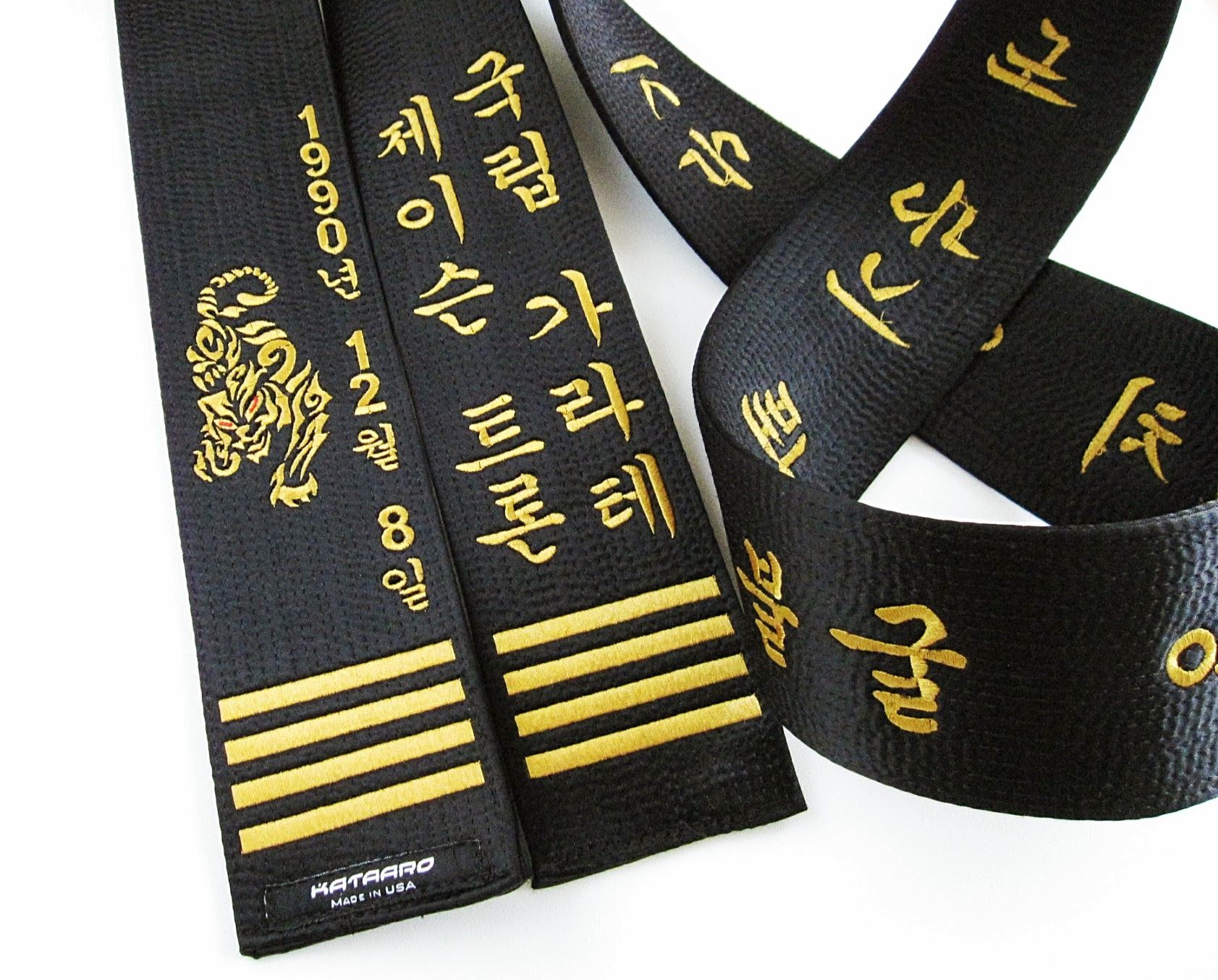 Satin Martial Arts Black Belt In 3 Inch Width The Belt Is Embroidered