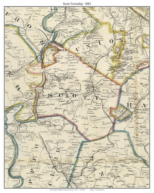 Scott Township Pennsylvania 1883 Old Town Map Custom Print Allegheny