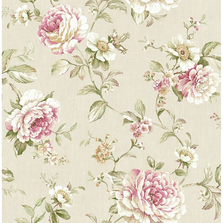 Seabrook Designs Fitch Floral Scroll Unpasted Wallpaper On Sale Bed