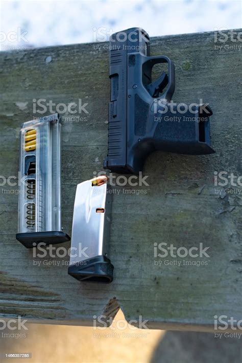 Shooting Range Gun And Equipment Second Amendment Rights Stock Photo