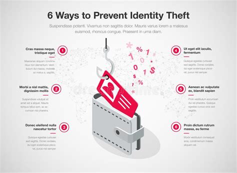 Simple Infographic For 6 Ways To Prevent Identity Theft Template Stock