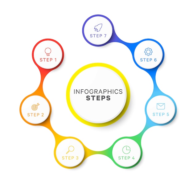 Simple Seven Steps Design Layout Infographic Template Process Diagram