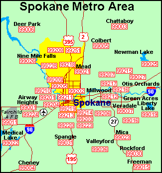 Spokane County Wa Zip Code Wall Map Basic Style By Marketmaps Mapsales