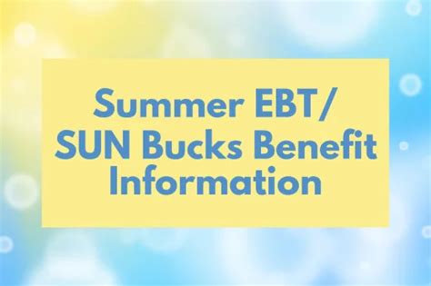 Summer Ebt Sun Bucks Benefit Jefferson Morgan School District