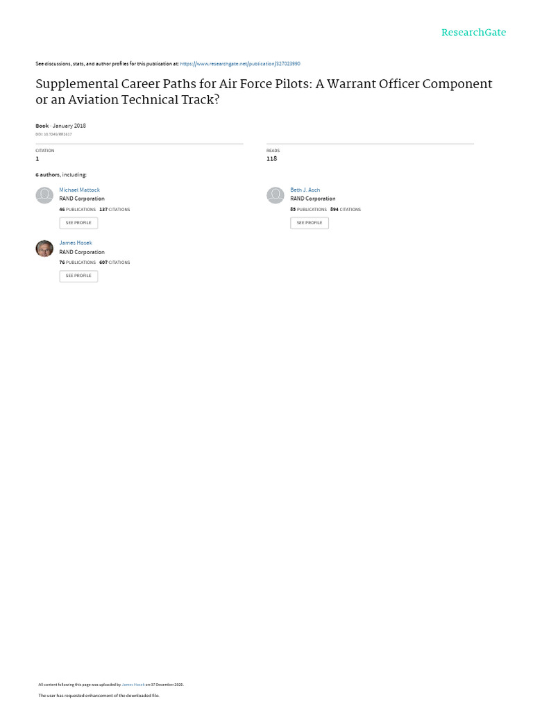 Supplemental Career Paths For Air Force Pilots A Warrant Officer