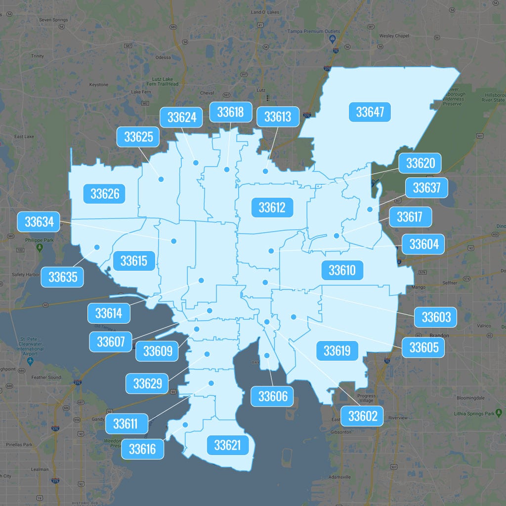 Tampa Florida Zip Code Map Maping Resources