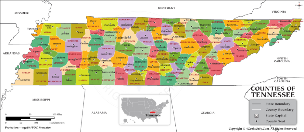 Tennessee County Map Tennessee Counties Time Zone Map Time Zones