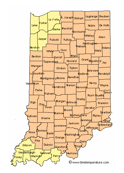 Time Zones Map In Indiana Timebie