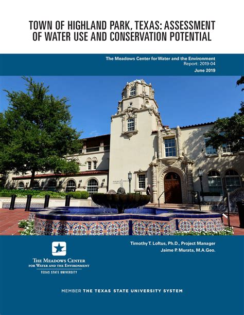 Town Of Highland Park Texas Assessment Of Water Use And Conservation