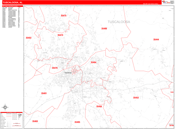 Tuscaloosa Zip Code Map