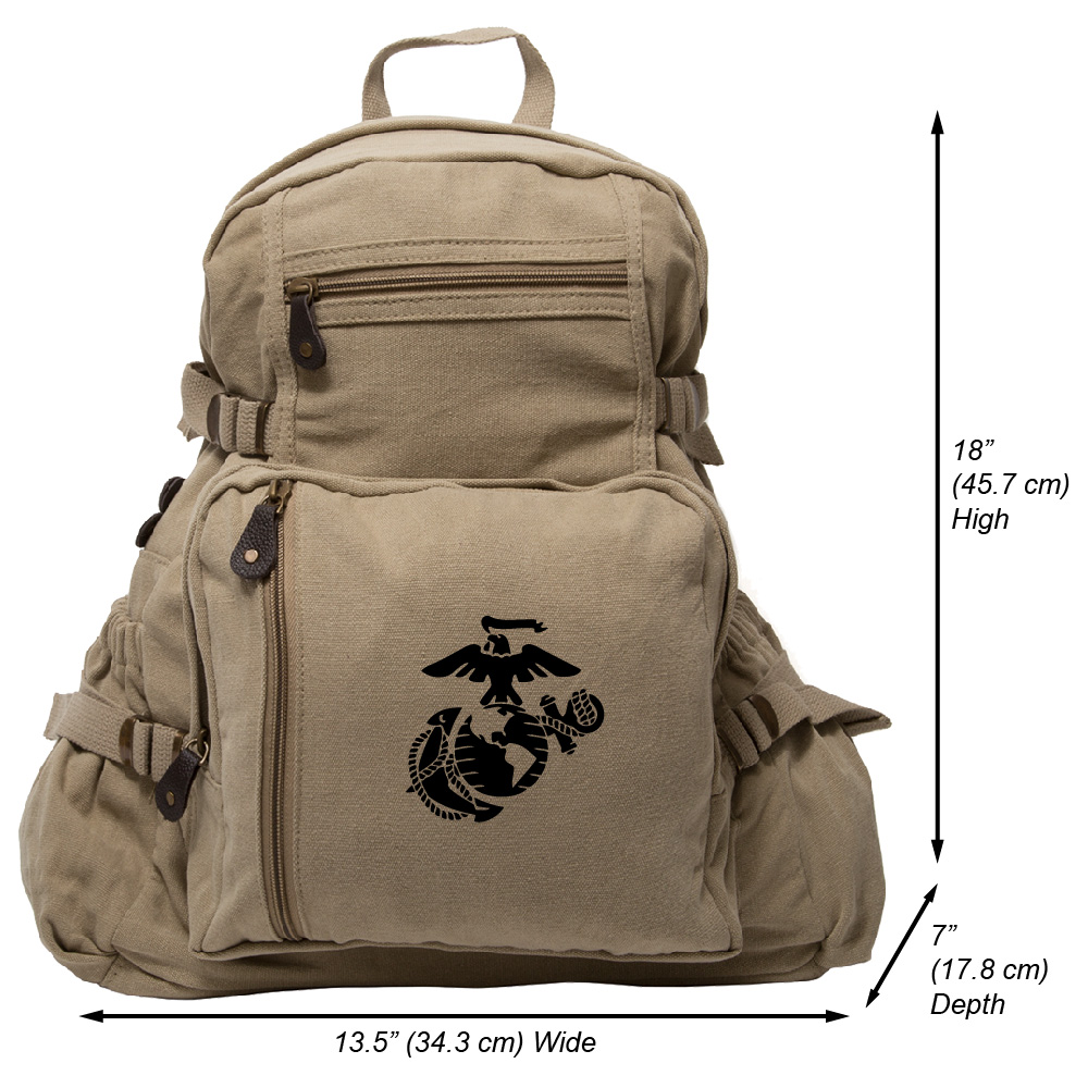 U S Marine Corps Semper Fidelis Army Sport Heavyweight Canvas Backpack Bag