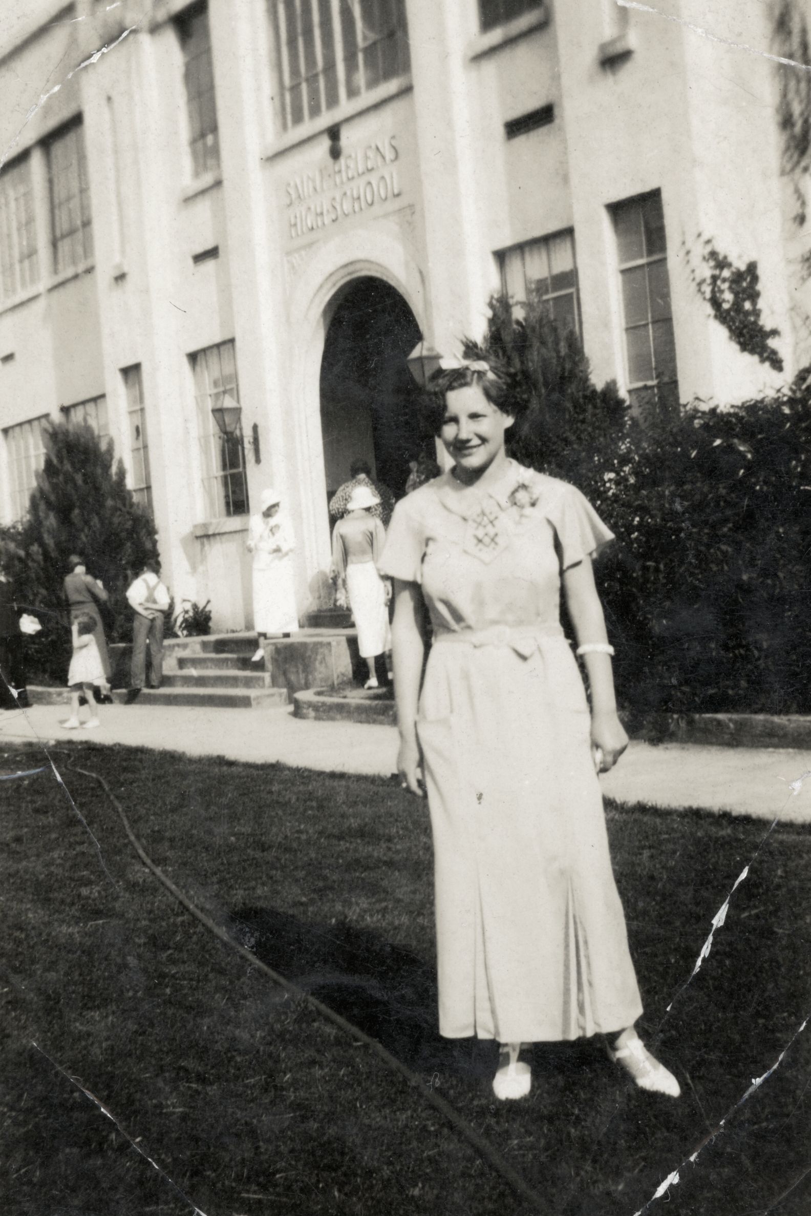 Unknown Student In Front Of St Helens Oregon High School Mid To