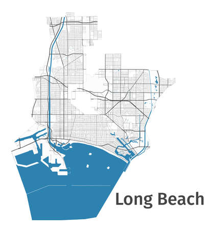 Vector Of Long Beach Map Detailed Map Id 169952593 Royalty Free