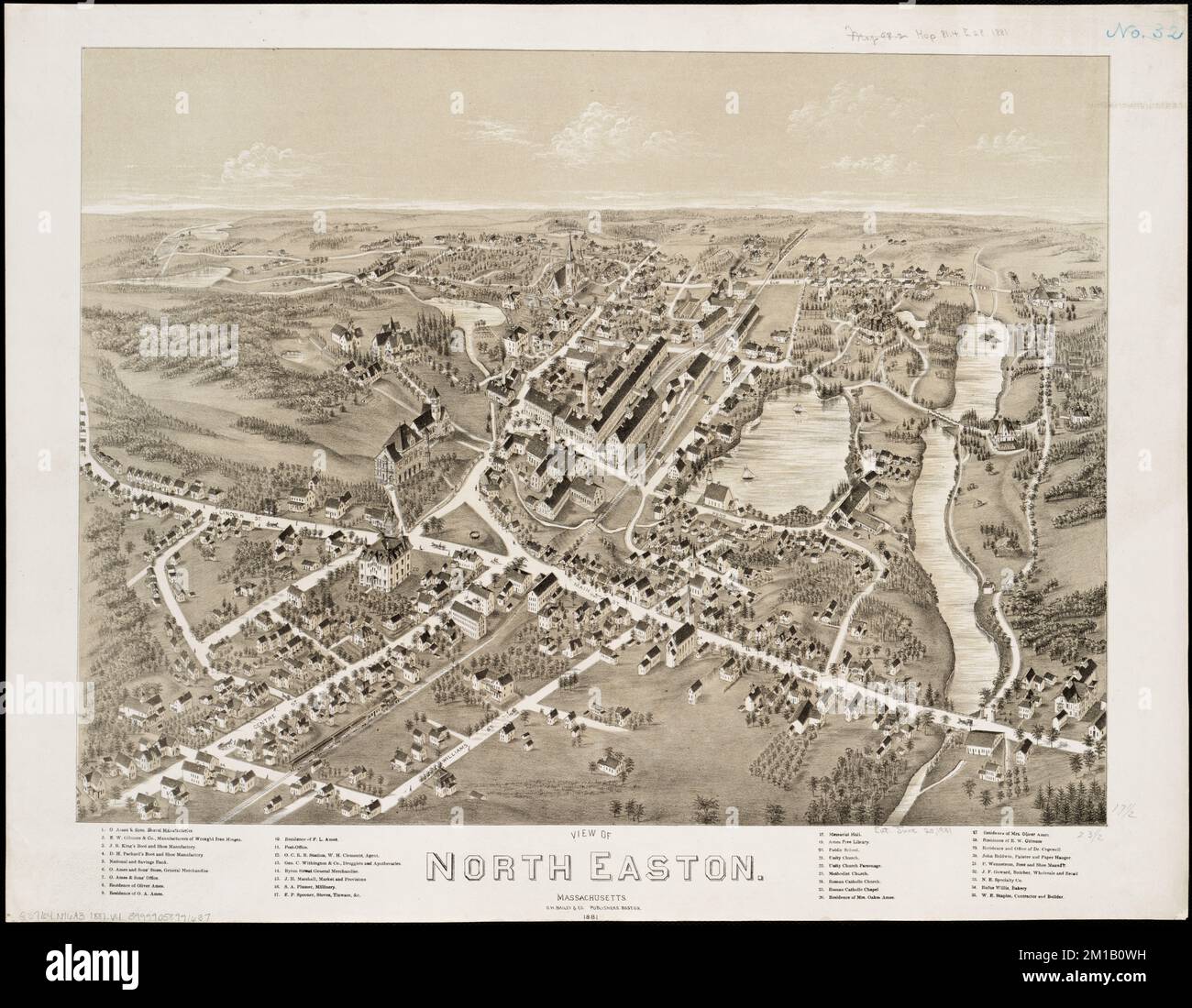 View Of North Easton Massachusetts 1881 North Easton Mass Aerial