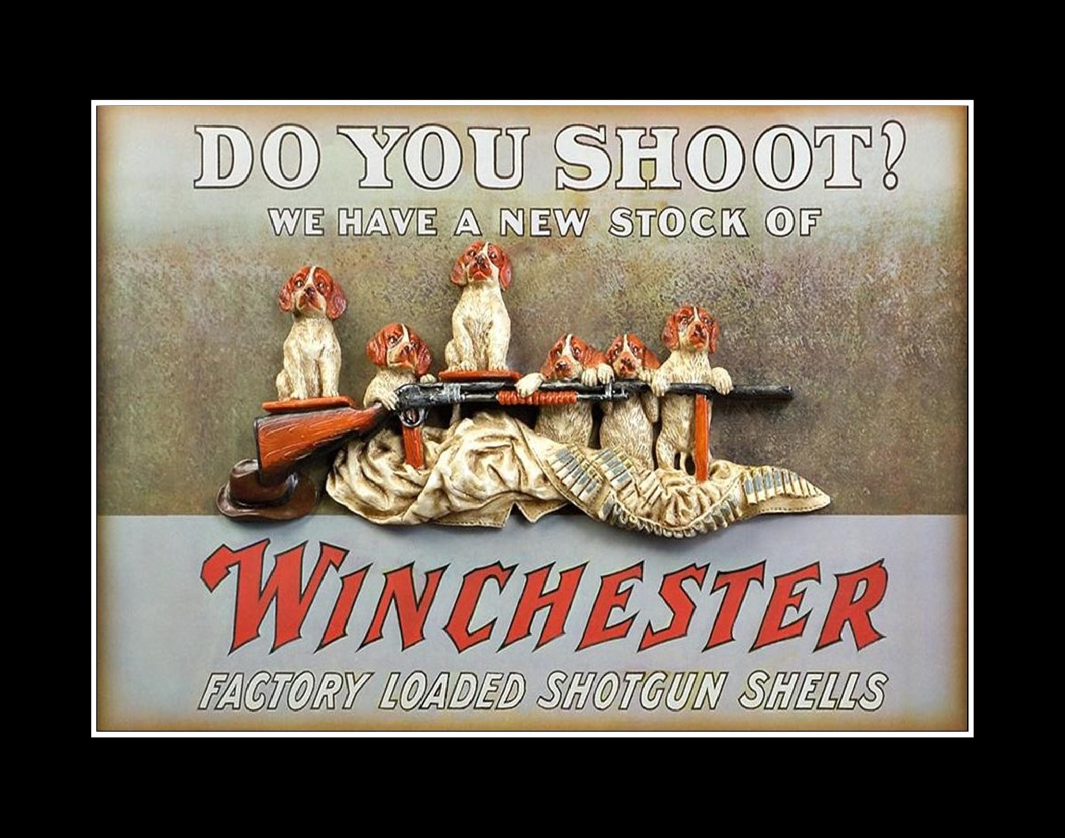 Vintage Winchester Rifle Ammo Ad Poster 1 Hunting Dog Wall Art Gift