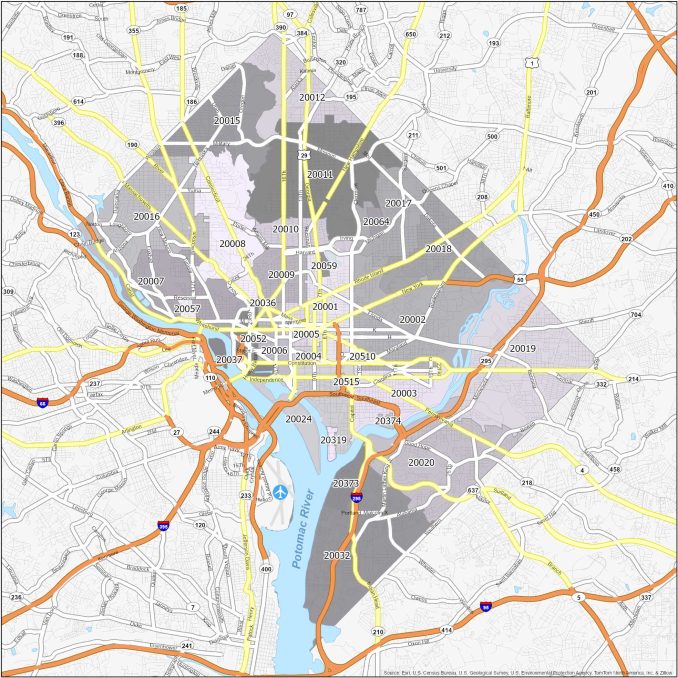 Washington Dc Zip Code Map Gis Geography