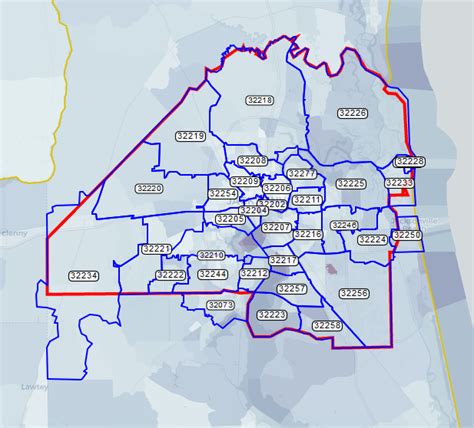 Zip Code Map Of Jacksonville Fl Map Vector