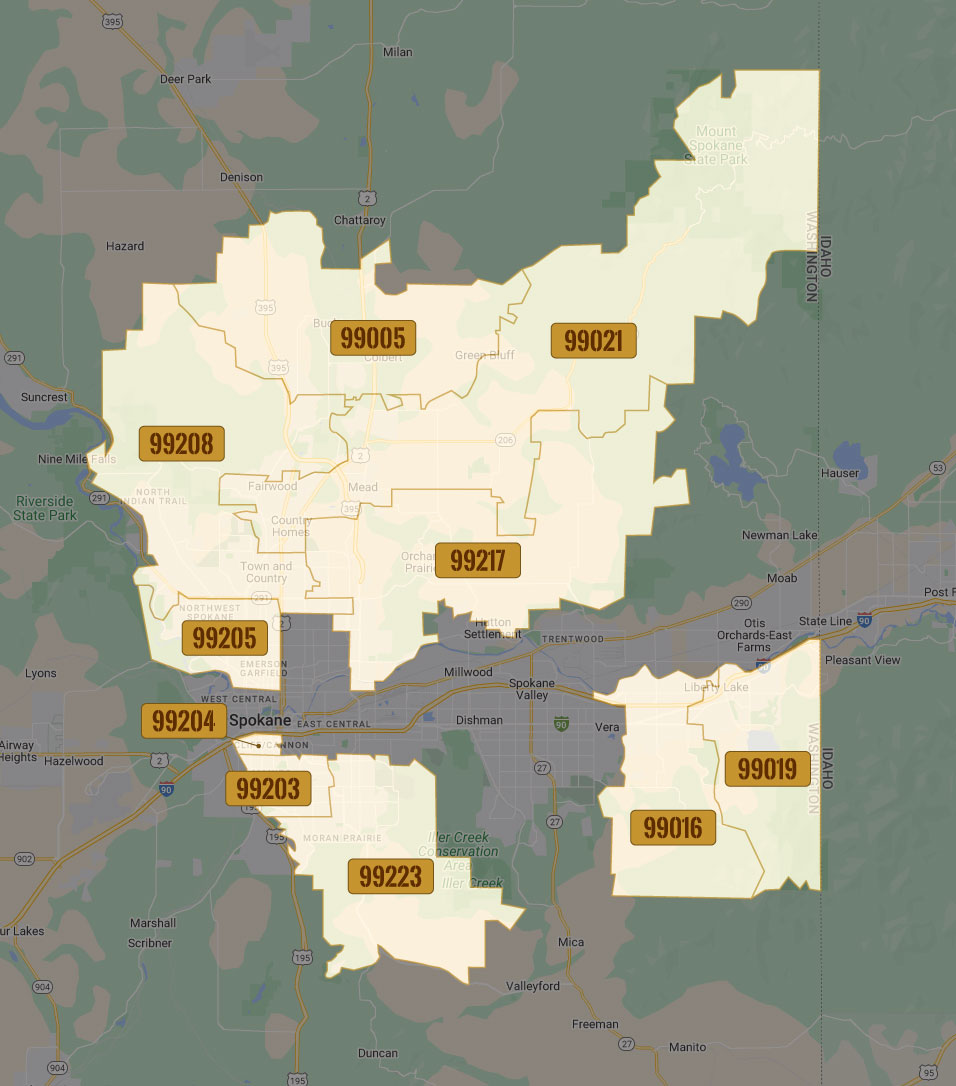 Zip Code Map Spokane Map Vector